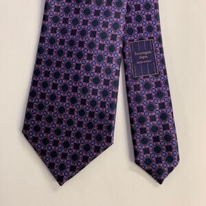 ERMENEGILDO ZEGNA  One Size Purple Navy Silk Tie